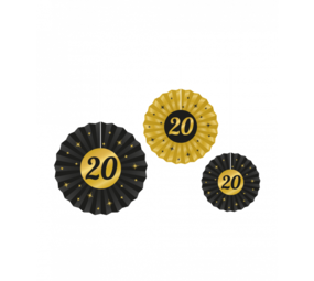 Paper Dreams Papieren Waaiers 20 jaar Classy | 3 stuks Paper Dreams Papieren Waaiers 20 jaar Classy | 3 stuks