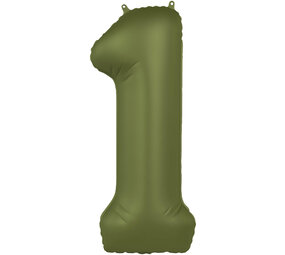 Folat Ballon en aluminium chiffre 1 vert olive | 86 cm