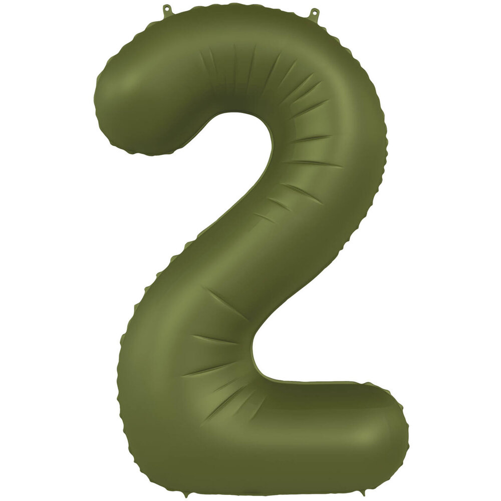 Folat Ballon en aluminium numéro 2 vert olive | 86 cm