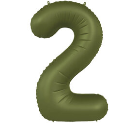 Folat Folie Ballon Cijfer 2 Olijf Groen | 86cm Folat Folie Ballon Cijfer 2 Olijf Groen | 86cm