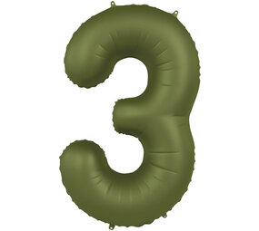 Folat Folie Ballon Cijfer 3 Olijf Groen | 86cm Folat Folie Ballon Cijfer 3 Olijf Groen | 86cm