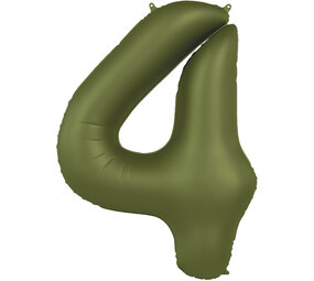 Folat Folienballon Nummer 4, olivgrün | 86 cm