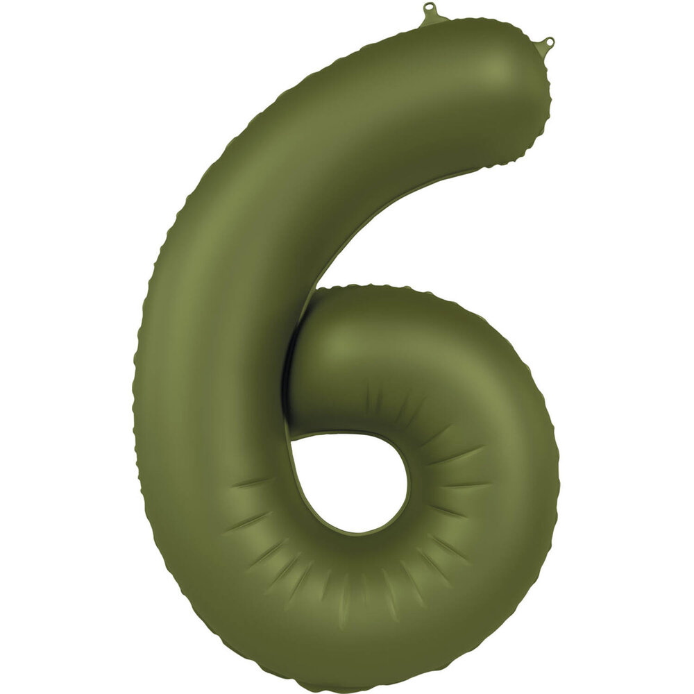 Folat Ballon métallisé numéro 6 vert olive | 86 cm