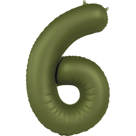 Folat Ballon métallisé numéro 6 vert olive | 86 cm
