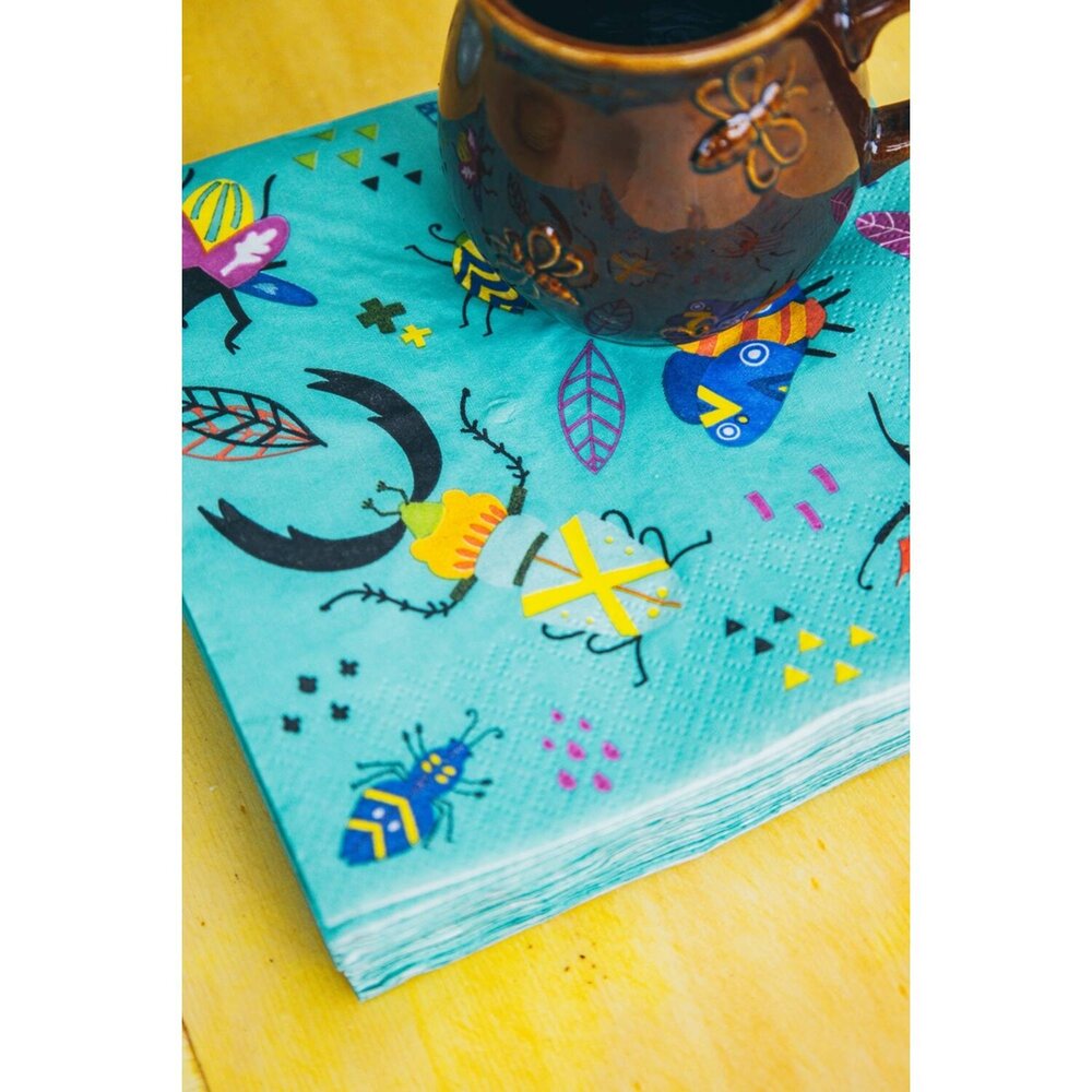 Folat Servetten Insecten Buzzing Bugs 33x33cm | 20 stuks Folat Servetten Insecten Buzzing Bugs 33x33cm | 20 stuks