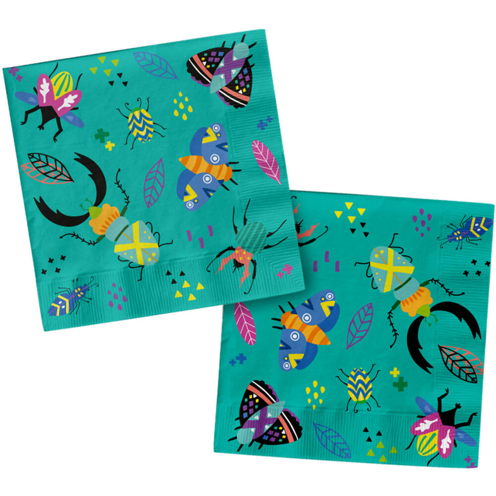 Folat Servetten Insecten Buzzing Bugs 33x33cm | 20 stuks Folat Servetten Insecten Buzzing Bugs 33x33cm | 20 stuks