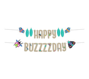 Folat Guirlande de lettres « Joyeux Buzzzzday » Insectes bourdonnants 150 cm | 2 pièces
