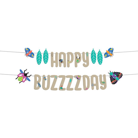 Folat Letterslinger Set "Happy Buzzzzday" Insecten Buzzing Bugs 150cm | 2-delig Folat Letterslinger Set "Happy Buzzzzday" Insecten Buzzing Bugs 150cm | 2-delig