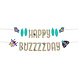 Folat Buchstabengirlande „Happy Buzzzzday“ mit summenden Insekten, 150 cm | 2-teilig