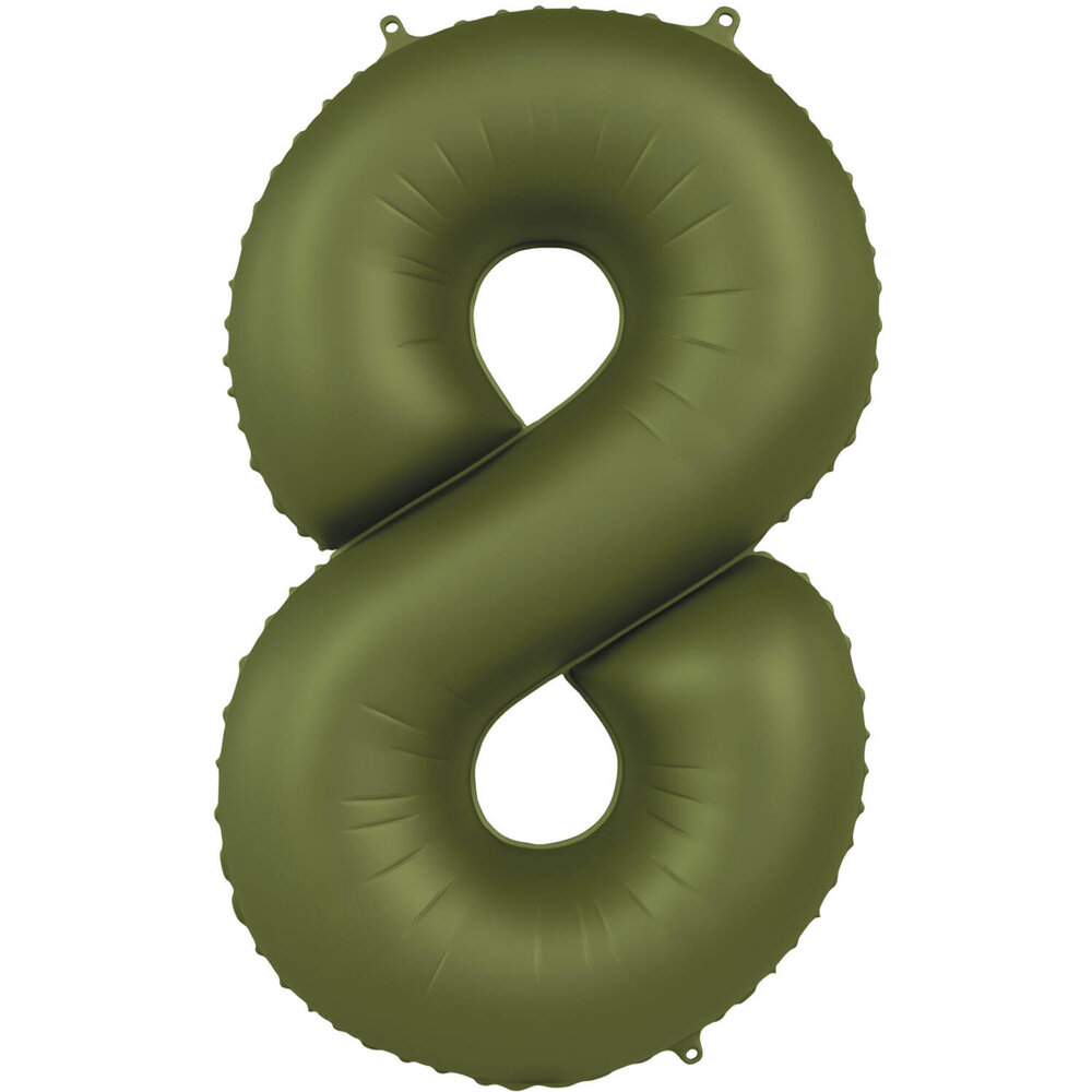 Folat Foil Balloon Number 8 Olive Green | 86cm