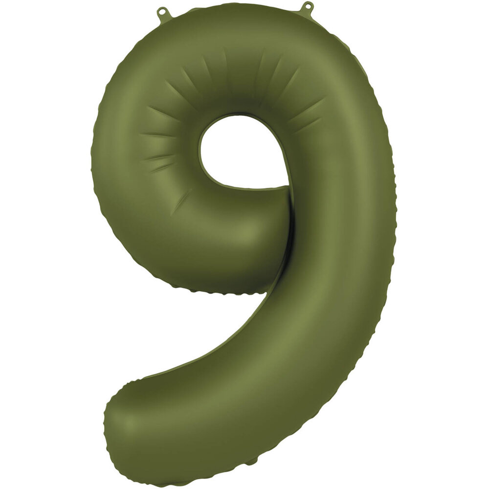 Folat Foil Balloon Number 9 Olive Green | 86cm