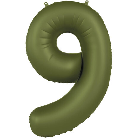 Folat Foil Balloon Number 9 Olive Green | 86cm