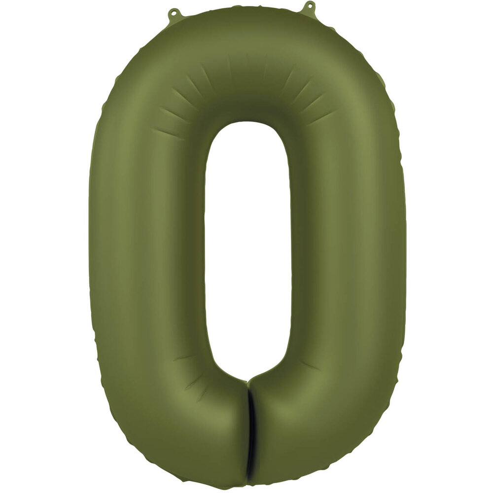 Folat Folienballon Nummer 0 Olivgrün | 86 cm