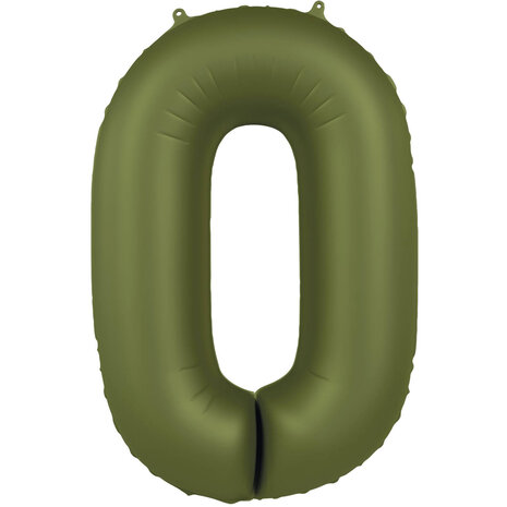 Folat Ballon en aluminium chiffre 0 vert olive | 86 cm