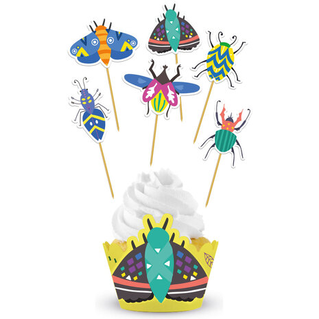 Folat Cupcake Decoratie Set Insecten Buzzing Bugs | 12 stuks Folat Cupcake Decoratie Set Insecten Buzzing Bugs | 12 stuks