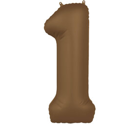 Folat Folie Ballon Cijfer 1 Chocolade Bruin | 86cm Folat Folie Ballon Cijfer 1 Chocolade Bruin | 86cm