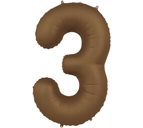 Folat Foil Balloon Number 3 Chocolate Brown | 86cm