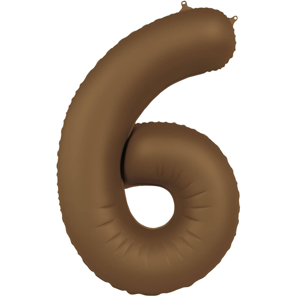 Folat Ballon en aluminium numéro 6, marron chocolat | 86 cm