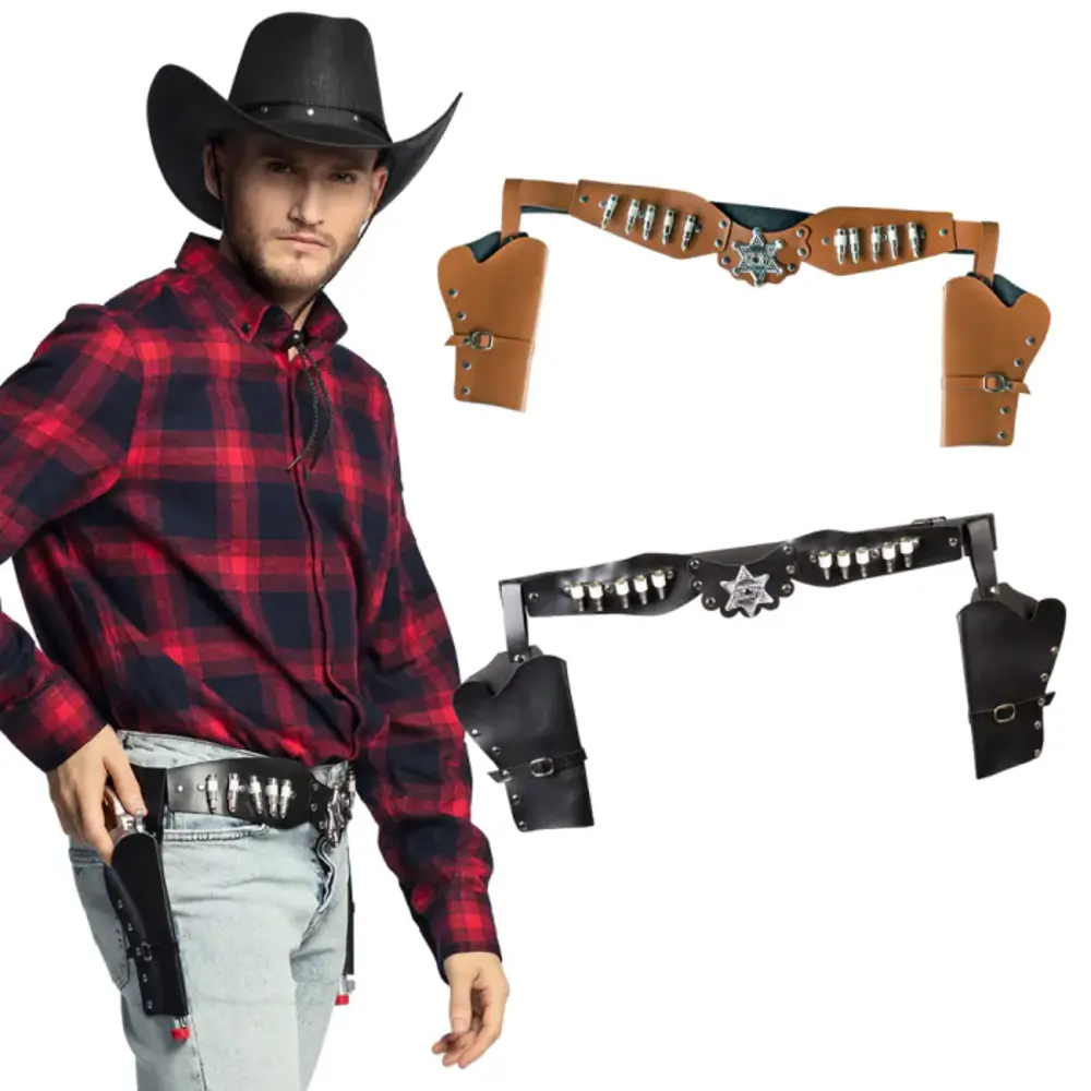 Boland Cowboy Dubbele Sheriff Holster 125cm | per stuk Boland Cowboy Dubbele Sheriff Holster 125cm | per stuk
