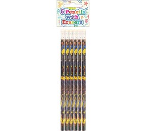 Henbrandt Superhelden-Bleistifte mit Radiergummi, 19 cm | 6 Stück
