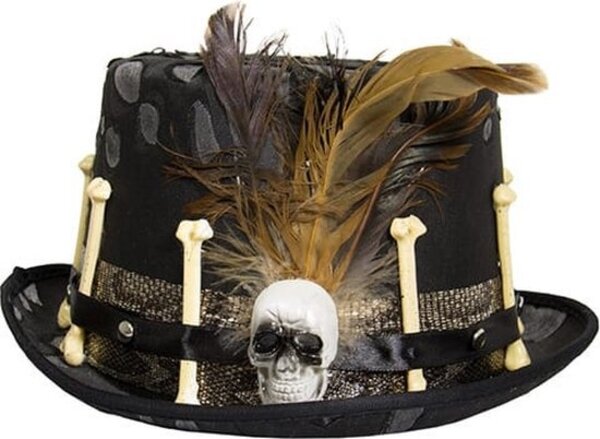 Folat Black Hat with Feathers and Bones 58cm | per piece