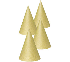 Folat Goldener Glitzer-Partyhut | 4 Stück