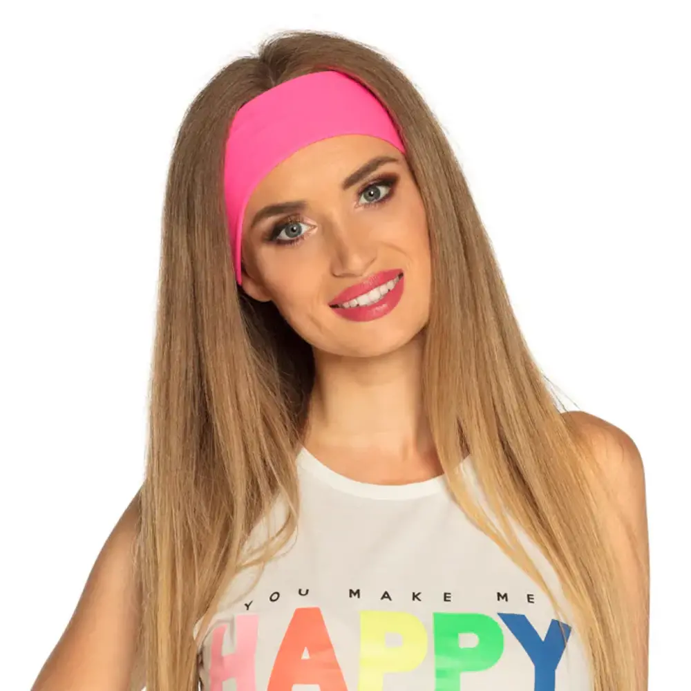 Boland Hoofdband Neon Roze Retro | per stuk Boland Hoofdband Neon Roze Retro | per stuk