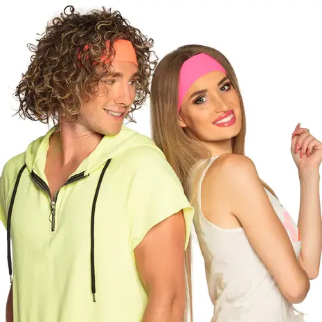 Boland Hoofdband Neon Roze Retro | per stuk Boland Hoofdband Neon Roze Retro | per stuk