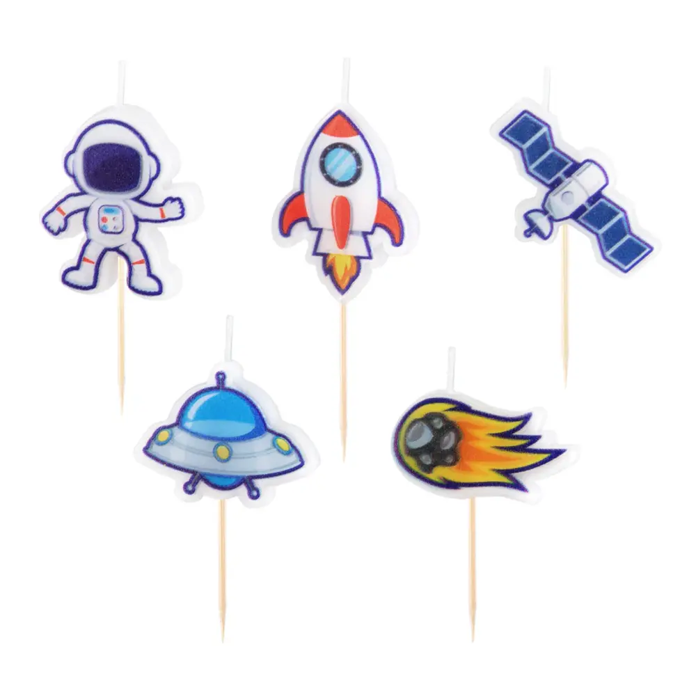Tuf-Tuf Ruimte en Space Kosmos Taart Kaarsjes | 5 stuks Tuf-Tuf Ruimte en Space Kosmos Taart Kaarsjes | 5 stuks