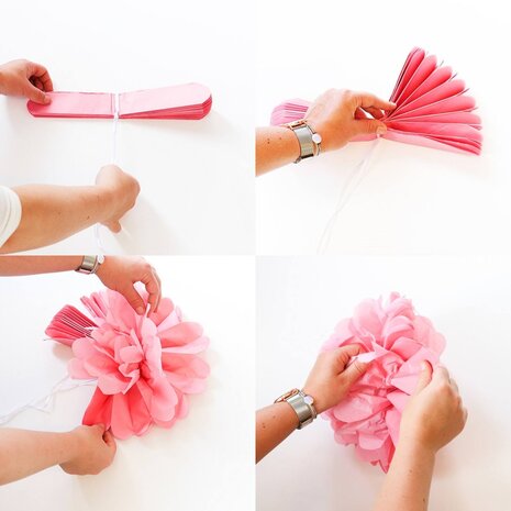 Folat Pompom Slinger Roze 3mtr | per stuk Folat Pompom Slinger Roze 3mtr | per stuk