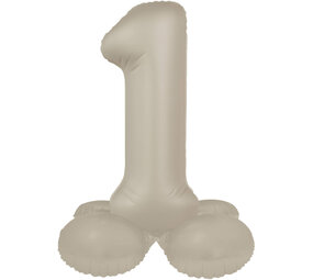 Folat Zahlenballon 1, stehend, cremiger Latte | 72 cm