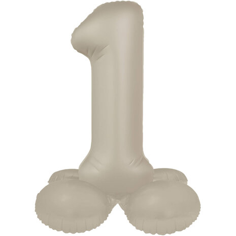 Folat Zahlenballon 1, stehend, cremiger Latte | 72 cm