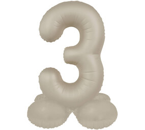 Folat Cijfer Ballon 3 Staand Creamy Latte | 72cm