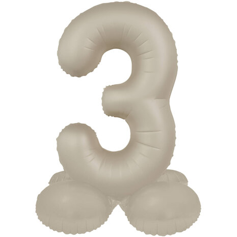 Folat Zahlenballon 3, stehend, cremige Latte-Torte | 72 cm