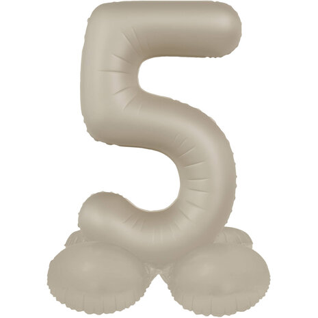 Folat Cijfer Ballon 5 Staand Creamy Latte | 72cm Folat Cijfer Ballon 5 Staand Creamy Latte | 72cm