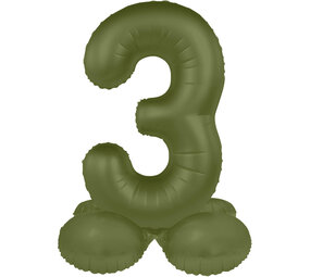 Folat Ballon chiffre 3 vert olive | 72 cm
