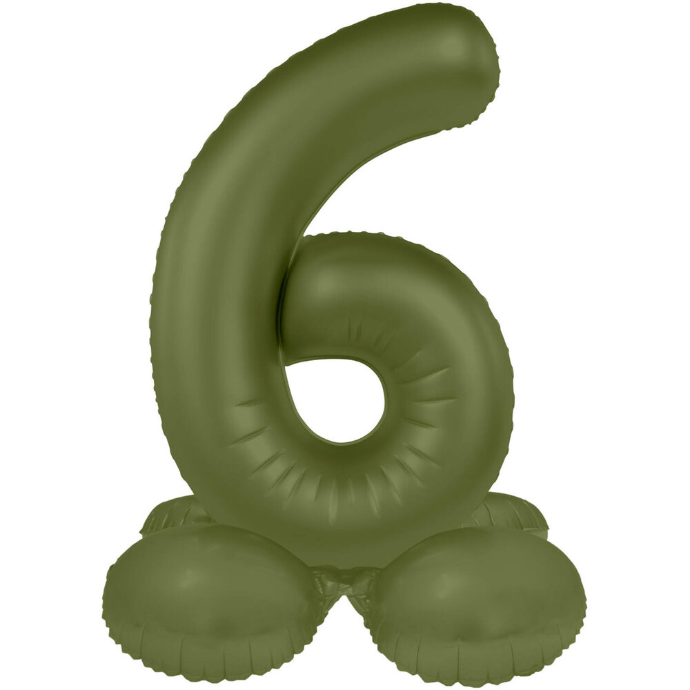 Folat Ballon chiffre 6 vert olive sur pied | 72 cm