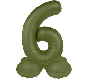 Folat Ballon chiffre 6 vert olive sur pied | 72 cm
