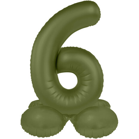 Folat Ballon chiffre 6 vert olive sur pied | 72 cm