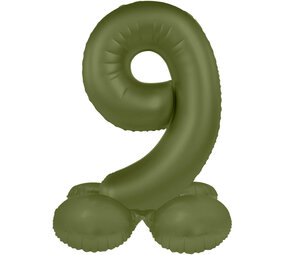 Folat Ballon chiffre 9 vert olive | 72 cm