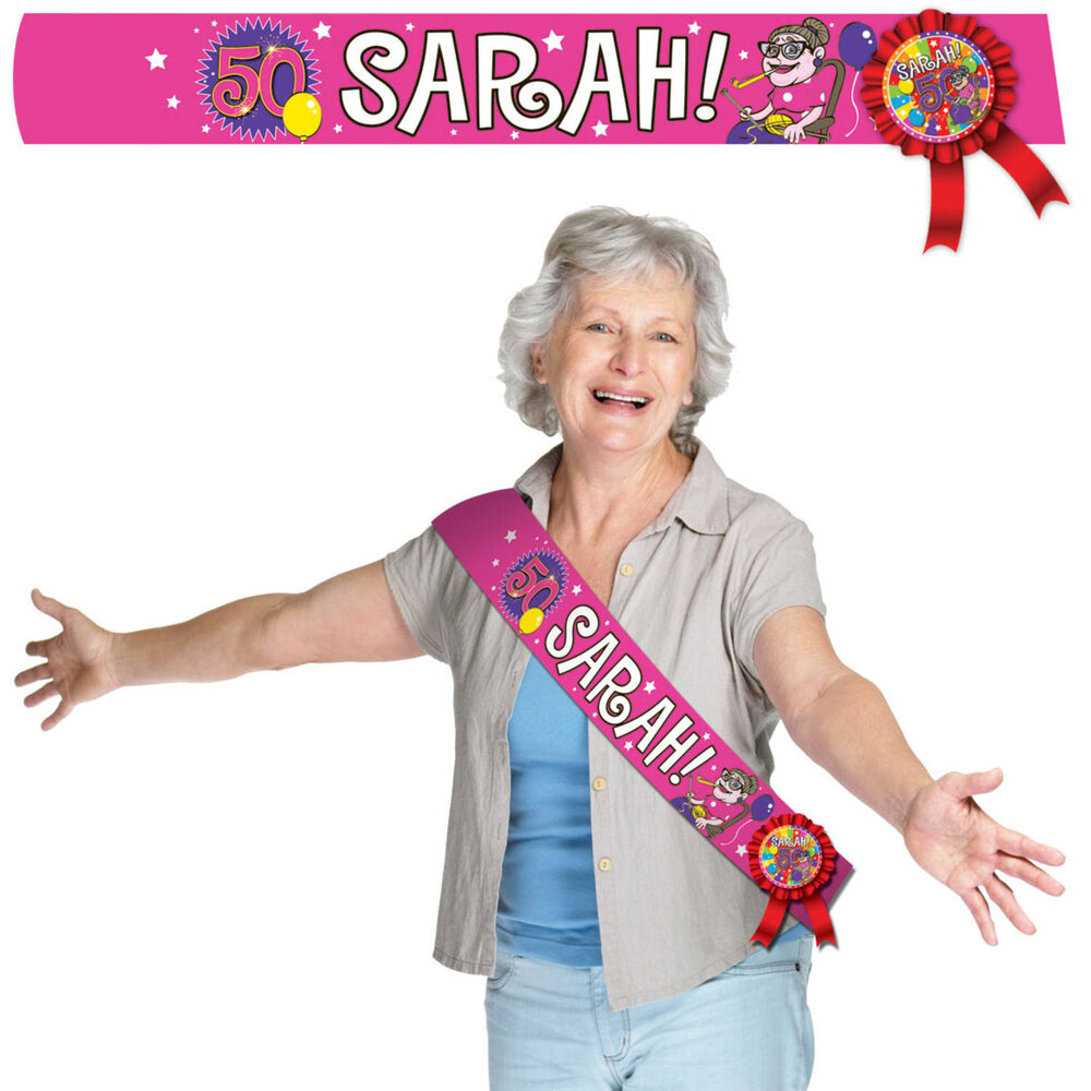 Folat 50 Jaar Sarah Knalfeest Sjerp 84cm | per stuk Folat 50 Jaar Sarah Knalfeest Sjerp 84cm | per stuk