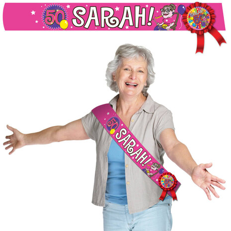 Folat 50 Jaar Sarah Knalfeest Sjerp 84cm | per stuk Folat 50 Jaar Sarah Knalfeest Sjerp 84cm | per stuk