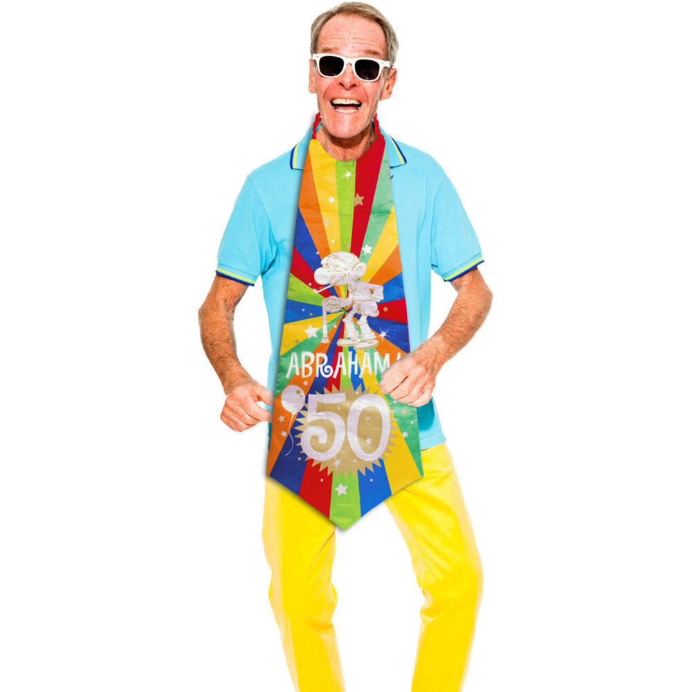 Folat 50 Jaar Abraham Knalfeest Stropdas 1mtr | per stuk Folat 50 Jaar Abraham Knalfeest Stropdas 1mtr | per stuk