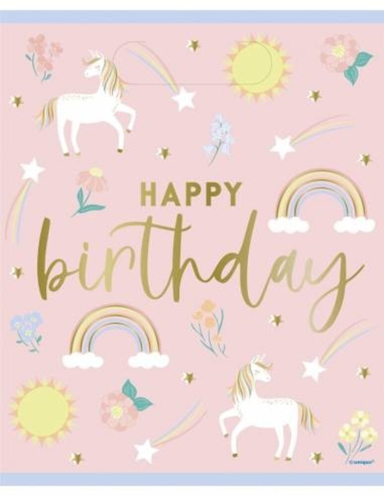 Unique Party Unicorn Stars Party Bags 16x23cm | 8 pieces