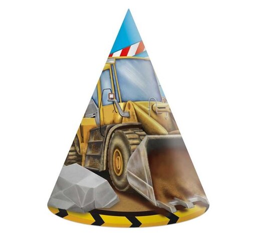Procos Party Chapeaux de fête « Travaux en cours » | 6 pièces