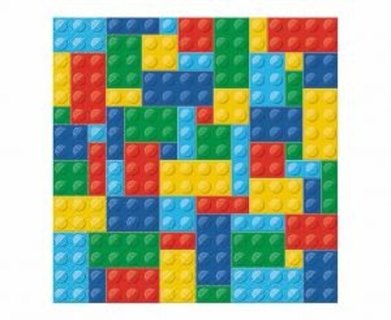 PAW Sp Lego Colorful Bricks Servetten 33x33cm | 20 stuks PAW Sp Lego Colorful Bricks Servetten 33x33cm | 20 stuks