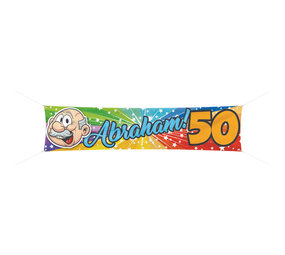 Folat 50 Jaar Abraham Regenboog Spandoek 180x40cm | per stuk Folat 50 Jaar Abraham Regenboog Spandoek 180x40cm | per stuk