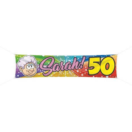 Folat 50 Jaar Sarah Regenboog Spandoek 180x40cm | per stuk Folat 50 Jaar Sarah Regenboog Spandoek 180x40cm | per stuk