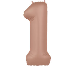Folat Folie Ballon Cijfer 1 Vintage Rose | 86cm Folat Folie Ballon Cijfer 1 Vintage Rose | 86cm
