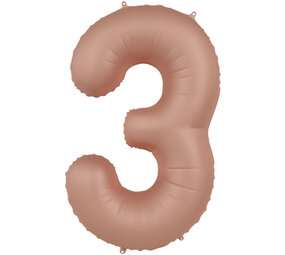 Folat Foil Balloon Number 3 Vintage Rose | 86cm